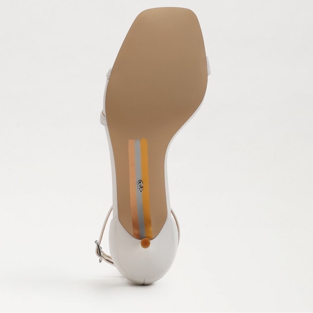 Sam Edelman Peonie Kitten Heel Sandal White Leather Ankle Strap Resort Shoes 9.5 - Picture 8 of 17